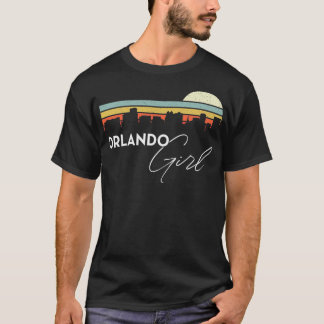 Camiseta Orlando Chica Retro Sunset City Skyline Souvenir