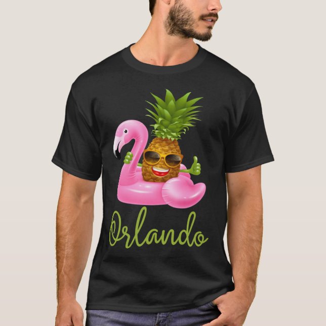 Camiseta Orlando Florida Beach Tropical Flamingo Pineapple (Anverso)