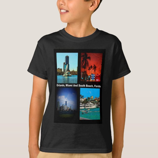 Camiseta Orlando, Miami, South Beach Collage (Anverso)