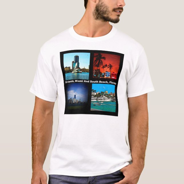 Camiseta Orlando, Miami, South Beach Collage (Anverso)