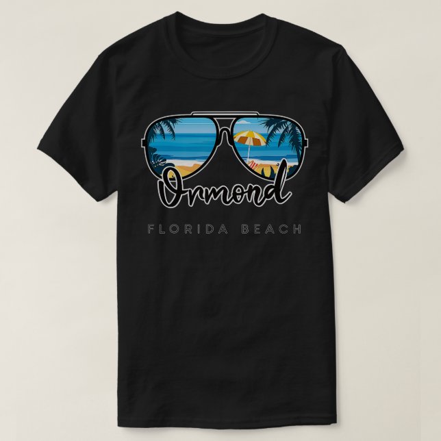 Camiseta Ormond Beach Florida Palm Tree Gafas de sol Souven (Diseño del anverso)