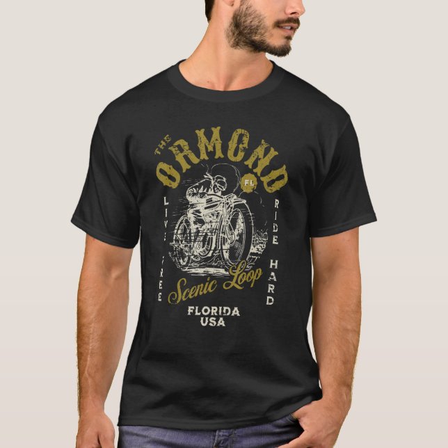 Camiseta Ormond Scenic Loop Florida Moto Ride Distres (Anverso)
