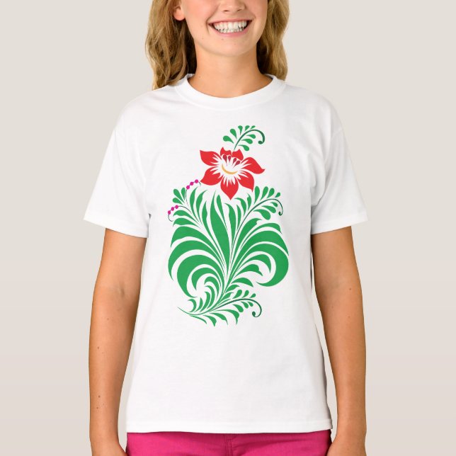 Camiseta Ornamental Floral Flower Design – Elegant (Anverso)