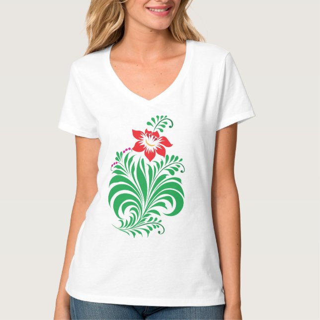Camiseta Ornamental Floral Flower Design – Elegant (Anverso)
