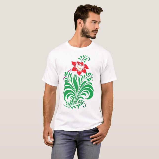 Camiseta Ornamental Floral Flower Design – Elegant (Anverso completo)
