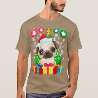 Camiseta Ornamento de árbol de navidad de pug femenino Navi