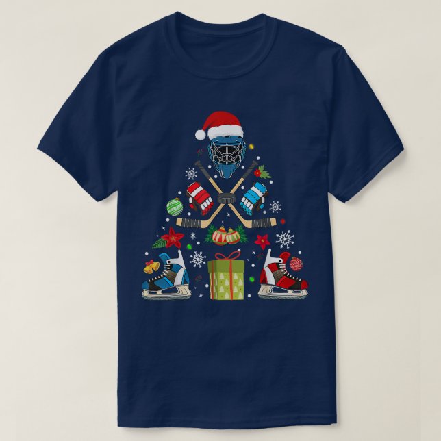 Camiseta Ornamento de hockey sobre hielo Árbol de Navidad F (Diseño del anverso)