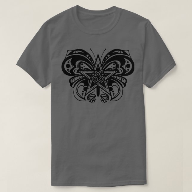 Camiseta Ornamento de mariposa pentagram (Diseño del anverso)