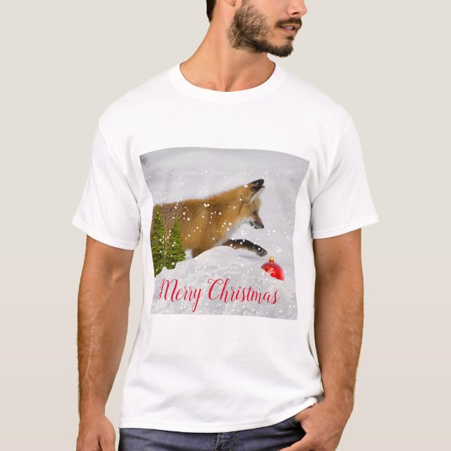 Camiseta Ornamento de Navidad de la cacería de Fox Roja en  (Anverso)