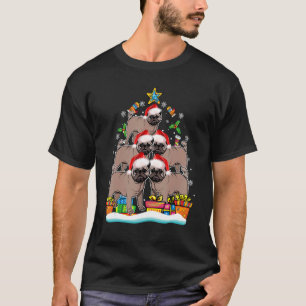 Camiseta Ornamento del árbol de navidad Pug Santa Hat Perro