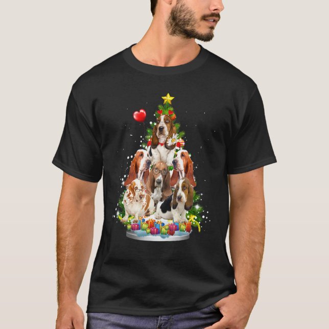 Camiseta Ornamento del árbol navideño de la hebilla basset  (Anverso)