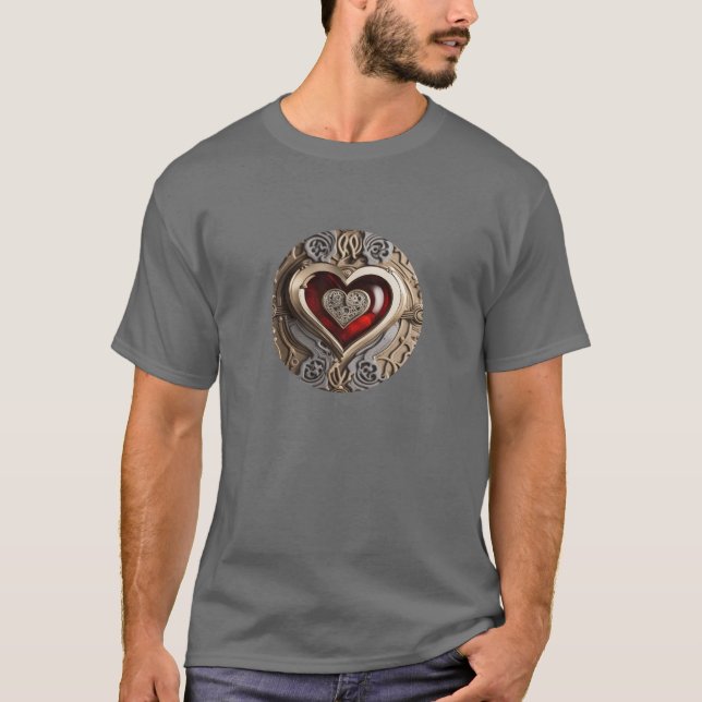 Camiseta Ornamento misterioso con corazón rojo (Anverso)
