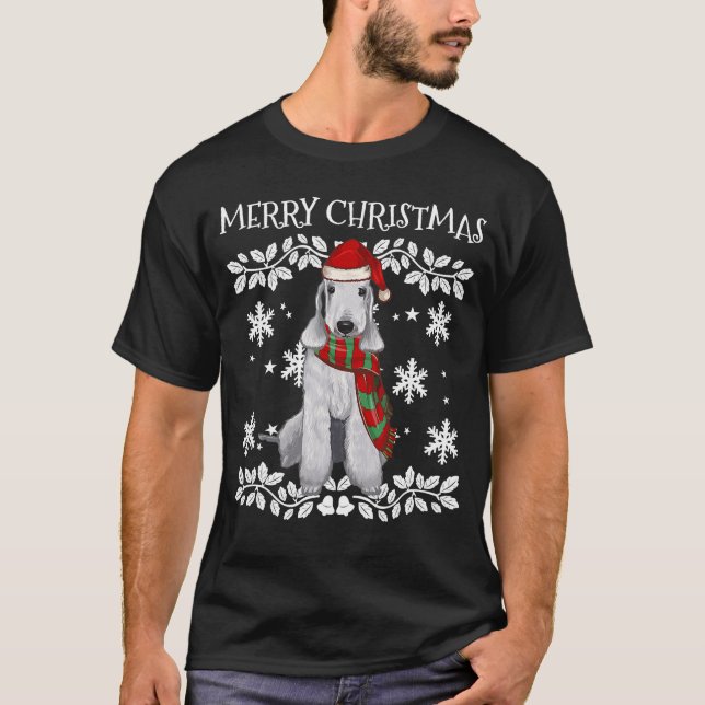Camiseta Ornamento navideño de Bedlington Terrier Navidad N (Anverso)