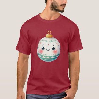 Camiseta Ornamento navideño sonriente en acuarela