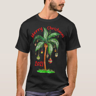 Camiseta Ornamento tropical de palmeras 2021 para navidades