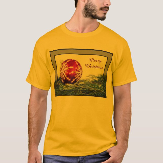 Camiseta Ornamento y Fir Fractal - Feliz Navidad (Anverso)