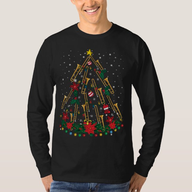 Camiseta Ornamentos de árbol de Navidad trombónicos Banda m (Anverso)