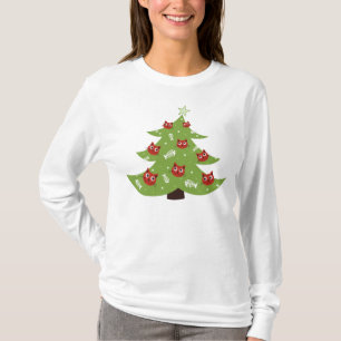 Camiseta Ornamentos De Gato Y Pescado Árbol De Navidad Mang