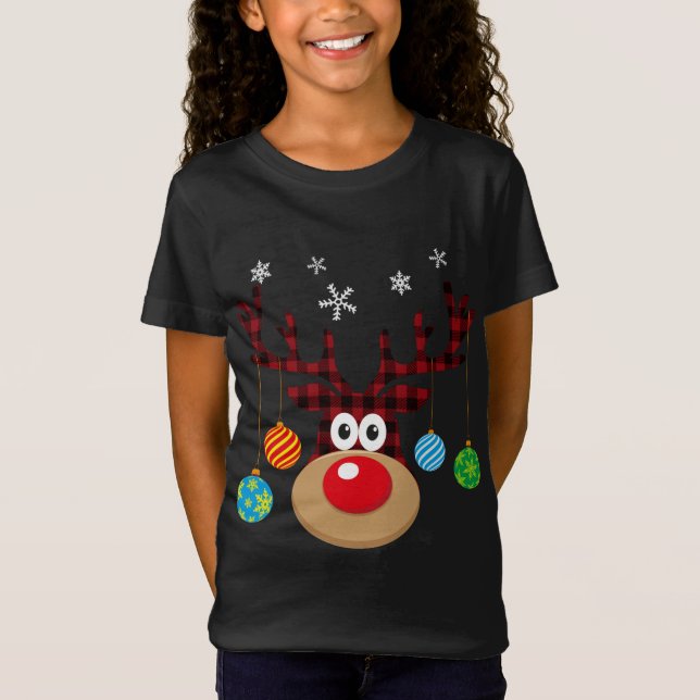 Camiseta Ornamentos navideños de búfalo de reno lindo sn