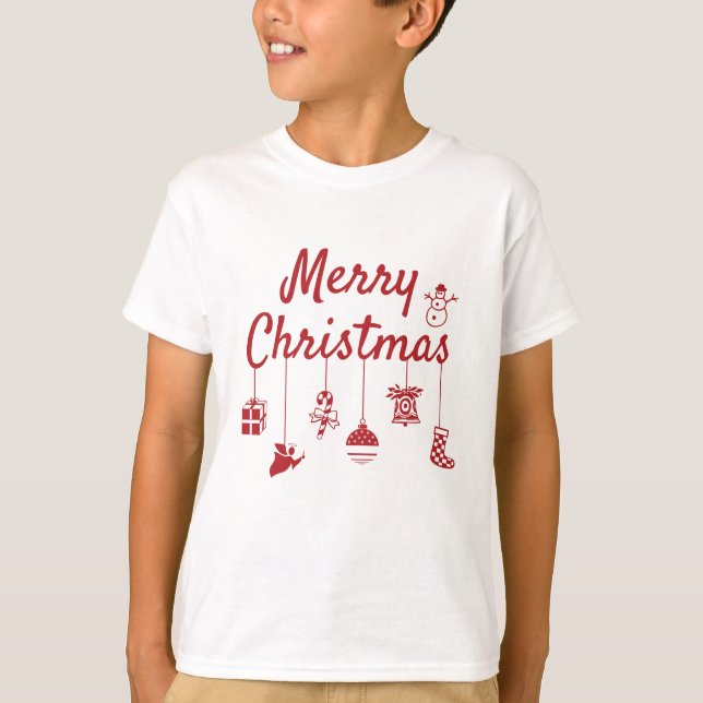 Camiseta Ornamentos navideños de Feliz (Anverso)