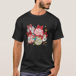 Camiseta Ornamentos navideños Merry Disco Ball Coquette Bow
