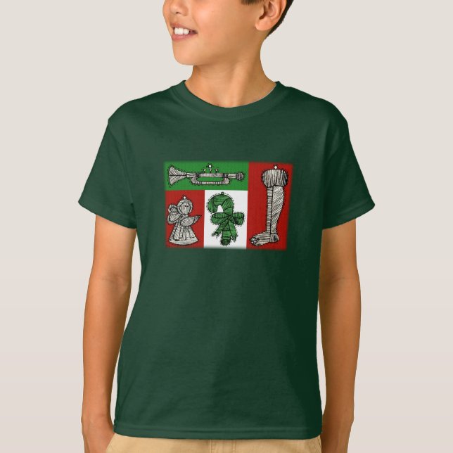 Camiseta Ornamentos Vintage de Navidad (Anverso)
