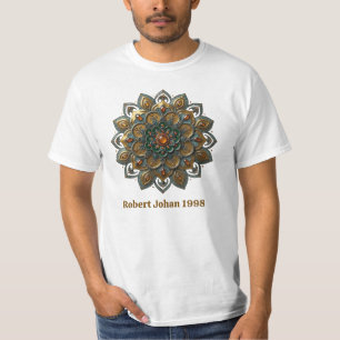 Camiseta Ornata de Mandala Bohemio en Azul Turques