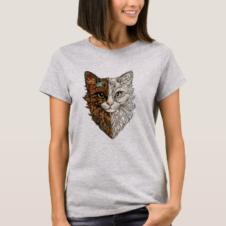 Camiseta Ornate Filigree Cat Face T-Shirt 