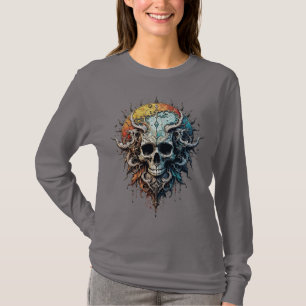 Camiseta Ornato cráneo cósmico gótico barroco mandala