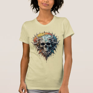 Camiseta Ornato cráneo cósmico gótico barroco mandala