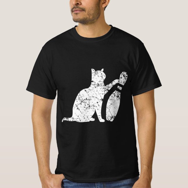 Camiseta Ornery Alley Cat Tipping Bowling Pin Fun Team Gift (Anverso)