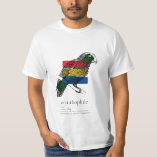 Camiseta Ornithophile: Bosquejo del loro con los bloques