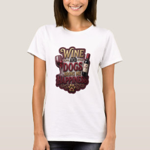 Camiseta Oro Artístico EL VINO Y LOS PERROS ME TRAEN FELICI