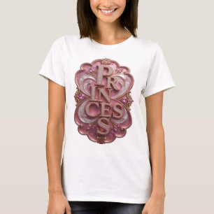 Camiseta Oro Artístico PRINCESAS Arte de Texto 3D