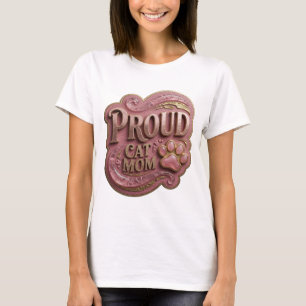 Camiseta Oro Atractivo PROUD CAT MOM Diseño Moderno