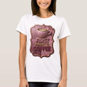 Camiseta Oro con filo PRIMERO ES EL CAFÉ Arte wearable