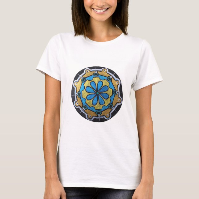 Camiseta Oro de cobre y Mandala azul (Anverso)