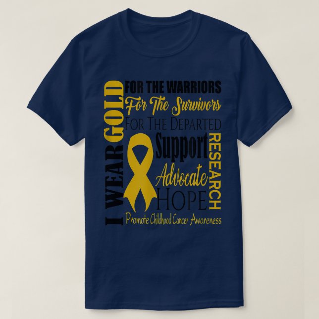 Camiseta Oro De Concienciación Sobre El Cáncer Infantil Par (Diseño del anverso)