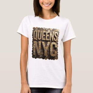 Camiseta Oro de Moda Diseño de Declaración QUEENS NYC