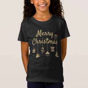 Camiseta Oro de Ornamentos de Feliz Navidad