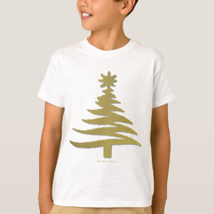 Camiseta Oro del patrón del árbol de Navidad