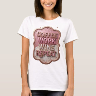 Camiseta Oro Dinámico CAFÉ TRABAJO VINO REPITE