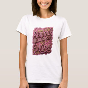 Camiseta Oro Estoy en una relación seria con el vino v7