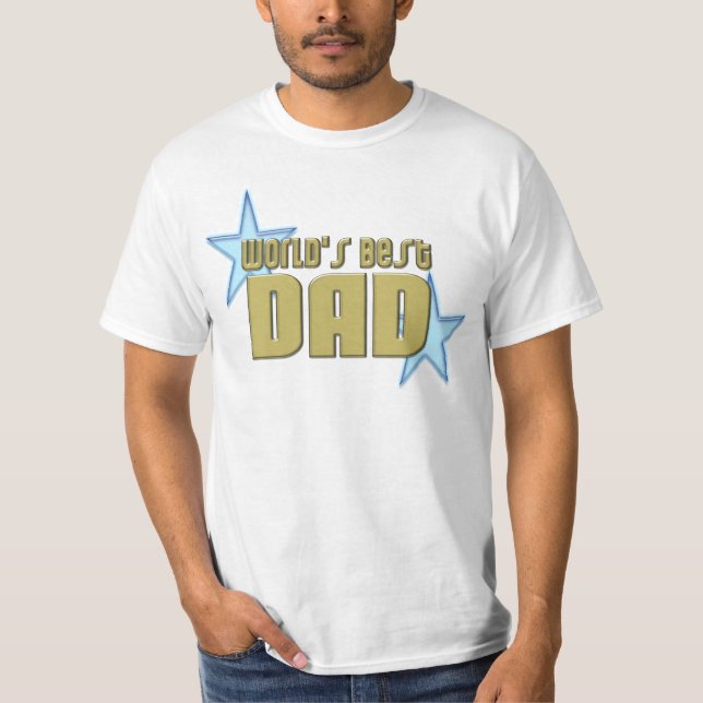 Camiseta Oro/estrellas azules, el mejor papá del mundo (Anverso)
