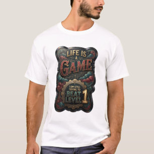 Camiseta Oro Fresco LIFE IS A GAME Texto Arte 3D