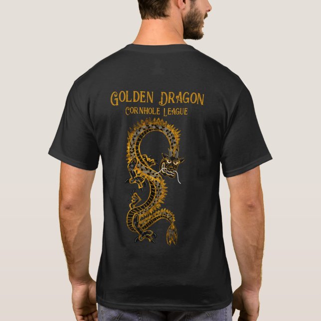 Camiseta Oro gris negro | Golden Dragon Cornhole League (Reverso)