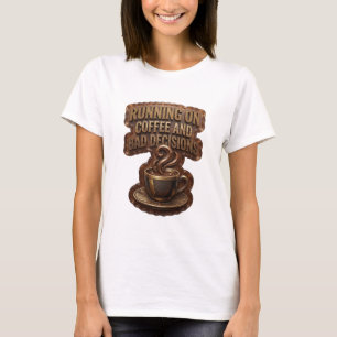 Camiseta Oro Impactante CORRIENDO CON CAFÉ Y MALAS DECISION