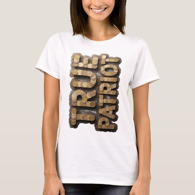 Camiseta Oro Impactante EL DINERO ES PODER Diseño Moderno (Anverso)