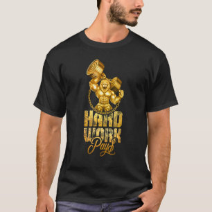 Camiseta Oro León Trabajo duro entrenamiento Bebida Fitness