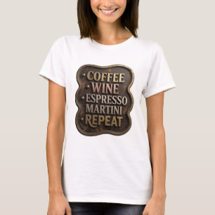 Camiseta Oro Moderno REPITE MARTINI DE CAFÉ CON VINO Y ESPR